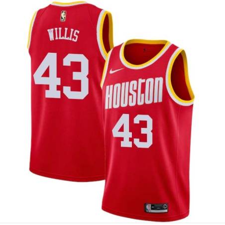 Red_Throwback Kevin Willis Twill Basketball Jersey -Rockets #43 Willis Twill Jerseys, FREE SHIPPING