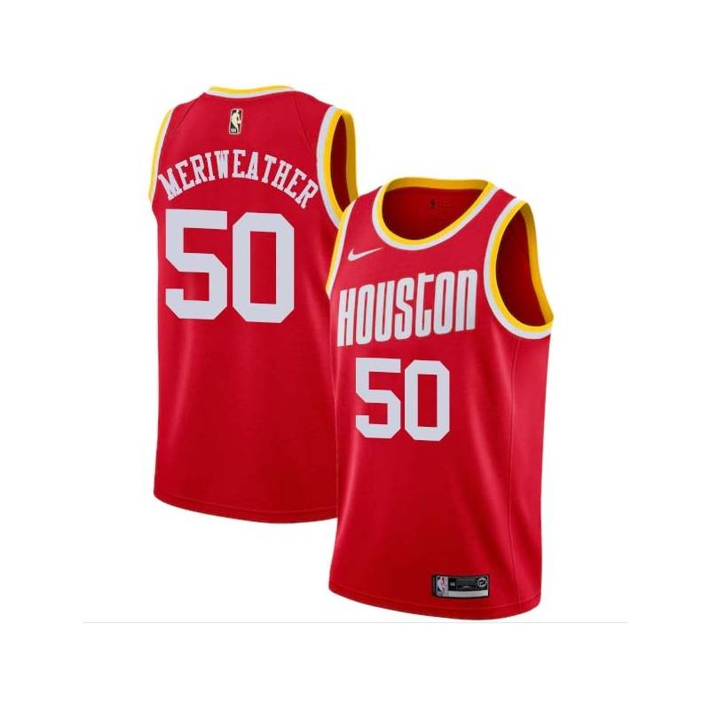 Red_Throwback Joe Meriweather Twill Basketball Jersey -Rockets #50 Meriweather Twill Jerseys, FREE SHIPPING