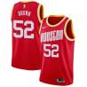 Red_Throwback Chucky Brown Twill Basketball Jersey -Rockets #52 Brown Twill Jerseys, FREE SHIPPING