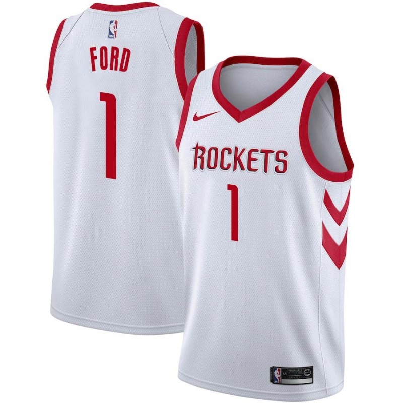 White Classic Phil Ford Twill Basketball Jersey -Rockets #1 Ford Twill Jerseys, FREE SHIPPING