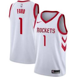 White Classic Alton Ford Twill Basketball Jersey -Rockets #1 Ford Twill Jerseys, FREE SHIPPING