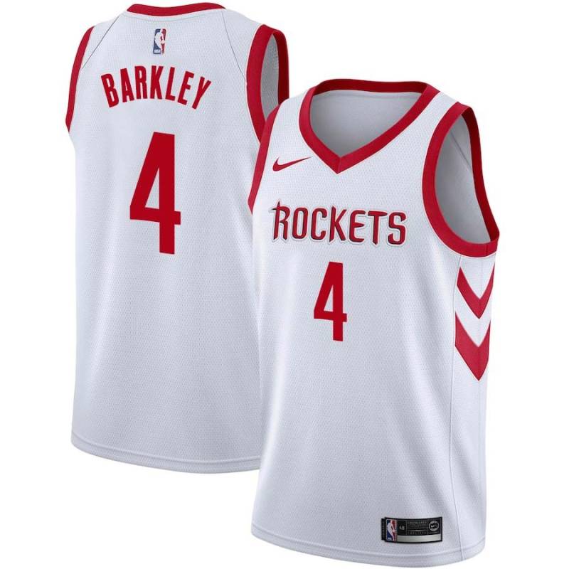 White Classic Charles Barkley Twill Basketball Jersey -Rockets #4 Barkley Twill Jerseys, FREE SHIPPING