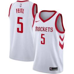 White Classic Dave Feitl Twill Basketball Jersey -Rockets #5 Feitl Twill Jerseys, FREE SHIPPING