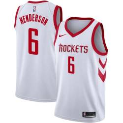 White Classic Tom Henderson Twill Basketball Jersey -Rockets #6 Henderson Twill Jerseys, FREE SHIPPING