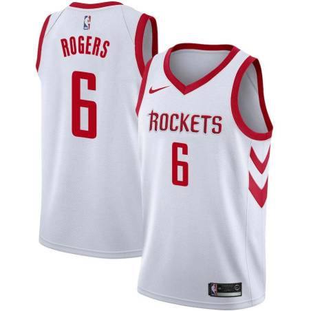 White Classic Carlos Rogers Twill Basketball Jersey -Rockets #6 Rogers Twill Jerseys, FREE SHIPPING