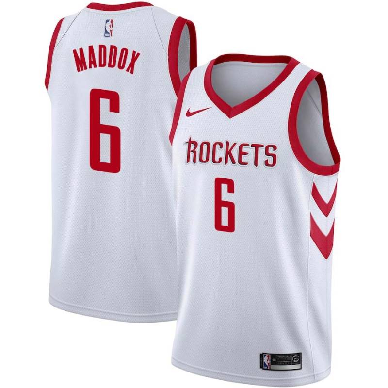 White Classic Tito Maddox Twill Basketball Jersey -Rockets #6 Maddox Twill Jerseys, FREE SHIPPING