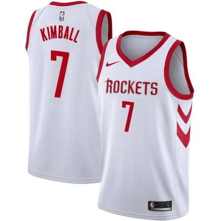 White Classic Toby Kimball Twill Basketball Jersey -Rockets #7 Kimball Twill Jerseys, FREE SHIPPING