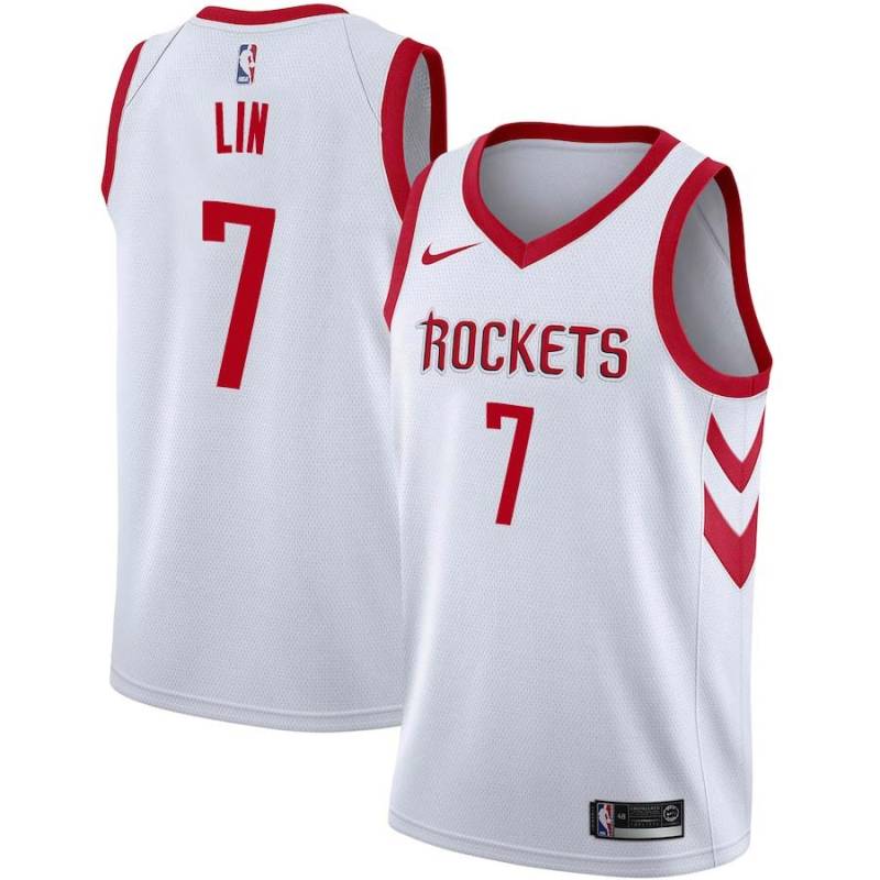 White Classic Jeremy Lin Twill Basketball Jersey -Rockets #7 Lin Twill Jerseys, FREE SHIPPING