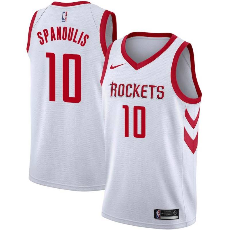 White Classic Vassilis Spanoulis Twill Basketball Jersey -Rockets #10 Spanoulis Twill Jerseys, FREE SHIPPING