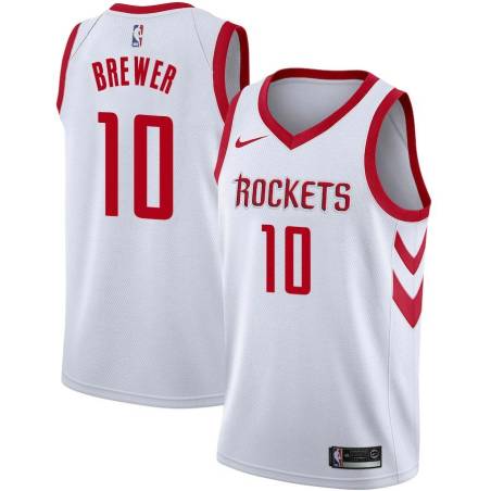 White Classic Ronnie Brewer Twill Basketball Jersey -Rockets #10 Brewer Twill Jerseys, FREE SHIPPING