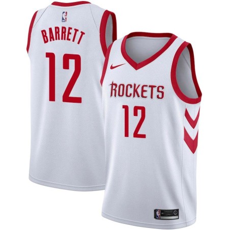 White Classic Andre Barrett Twill Basketball Jersey -Rockets #12 Barrett Twill Jerseys, FREE SHIPPING