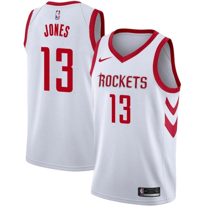 White Classic Dwight Jones Twill Basketball Jersey -Rockets #13 Jones Twill Jerseys, FREE SHIPPING