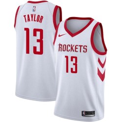 White Classic Jeff Taylor Twill Basketball Jersey -Rockets #13 Taylor Twill Jerseys, FREE SHIPPING