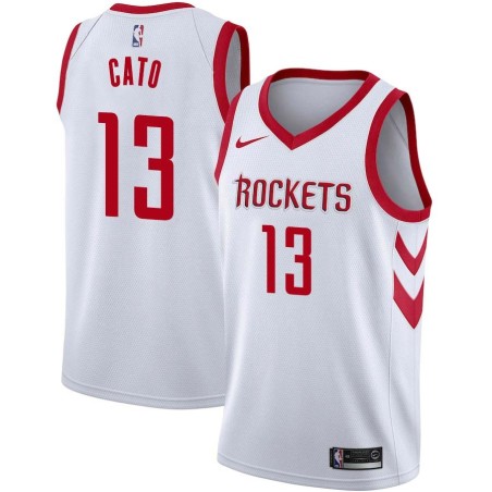 White Classic Kelvin Cato Twill Basketball Jersey -Rockets #13 Cato Twill Jerseys, FREE SHIPPING