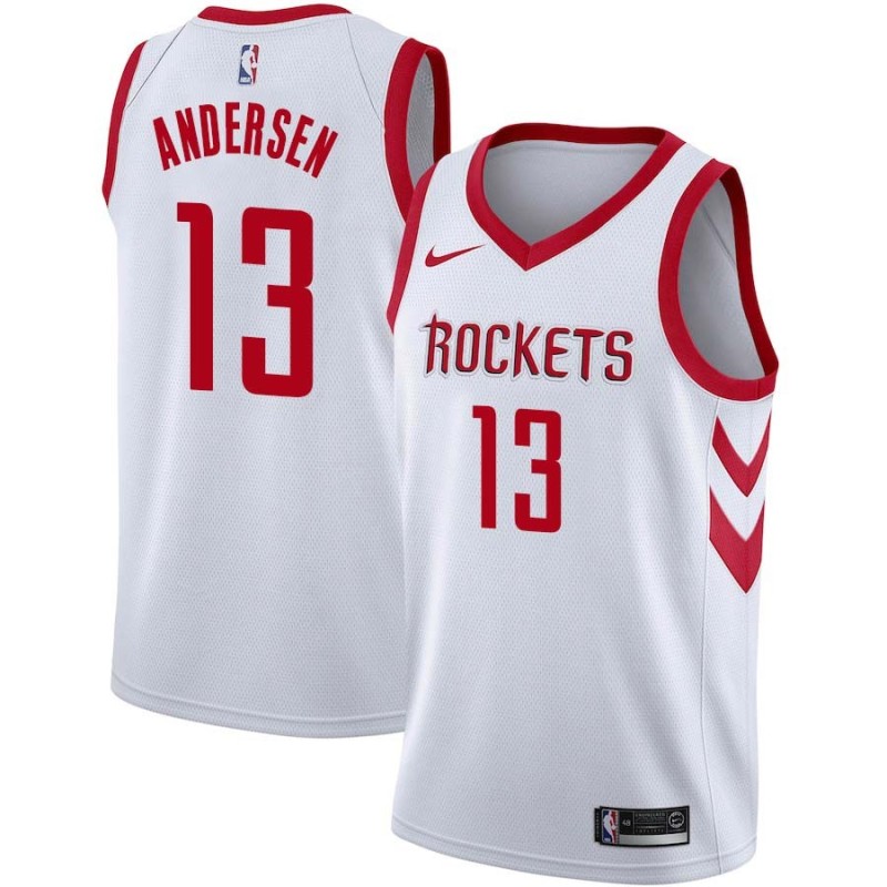 White Classic David Andersen Twill Basketball Jersey -Rockets #13 Andersen Twill Jerseys, FREE SHIPPING