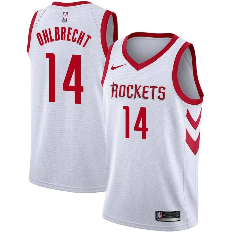 White Classic Tim Ohlbrecht Twill Basketball Jersey -Rockets #14 Ohlbrecht Twill Jerseys, FREE SHIPPING