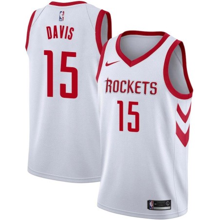 White Classic Emanual Davis Twill Basketball Jersey -Rockets #15 Davis Twill Jerseys, FREE SHIPPING