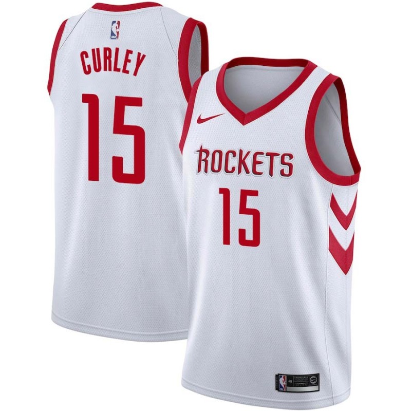 White Classic Bill Curley Twill Basketball Jersey -Rockets #15 Curley Twill Jerseys, FREE SHIPPING