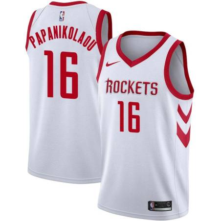 White Classic Kostas Papanikolaou Twill Basketball Jersey -Rockets #16 Papanikolaou Twill Jerseys, FREE SHIPPING