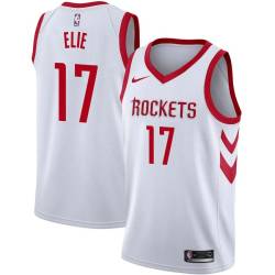 White Classic Mario Elie Twill Basketball Jersey -Rockets #17 Elie Twill Jerseys, FREE SHIPPING