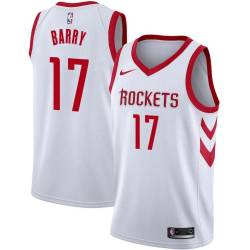 White Classic Brent Barry Twill Basketball Jersey -Rockets #17 Barry Twill Jerseys, FREE SHIPPING