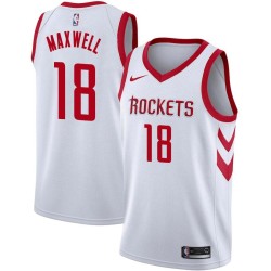 White Classic Cedric Maxwell Twill Basketball Jersey -Rockets #18 Maxwell Twill Jerseys, FREE SHIPPING