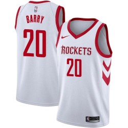 White Classic Jon Barry Twill Basketball Jersey -Rockets #20 Barry Twill Jerseys, FREE SHIPPING