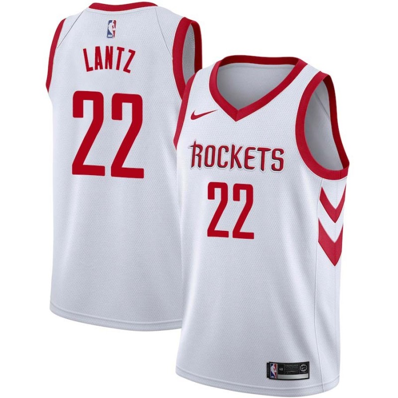 White Classic Stu Lantz Twill Basketball Jersey -Rockets #22 Lantz Twill Jerseys, FREE SHIPPING