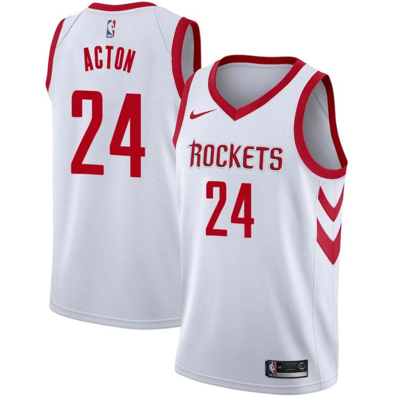 White Classic Bud Acton Twill Basketball Jersey -Rockets #24 Acton Twill Jerseys, FREE SHIPPING