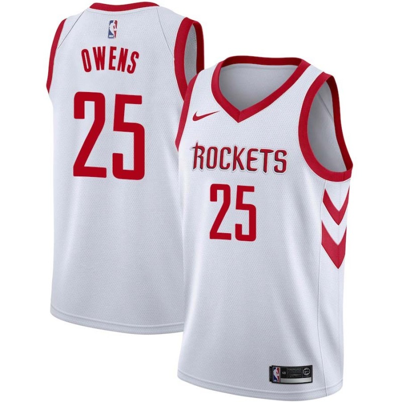 White Classic Tom Owens Twill Basketball Jersey -Rockets #25 Owens Twill Jerseys, FREE SHIPPING