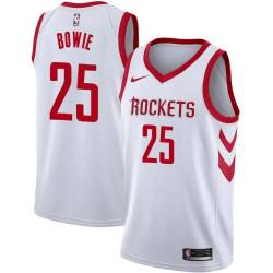 White Classic Anthony Bowie Twill Basketball Jersey -Rockets #25 Bowie Twill Jerseys, FREE SHIPPING