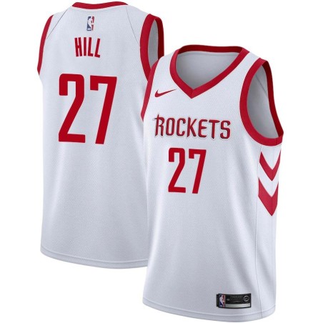 White Classic Jordan Hill Twill Basketball Jersey -Rockets #27 Hill Twill Jerseys, FREE SHIPPING