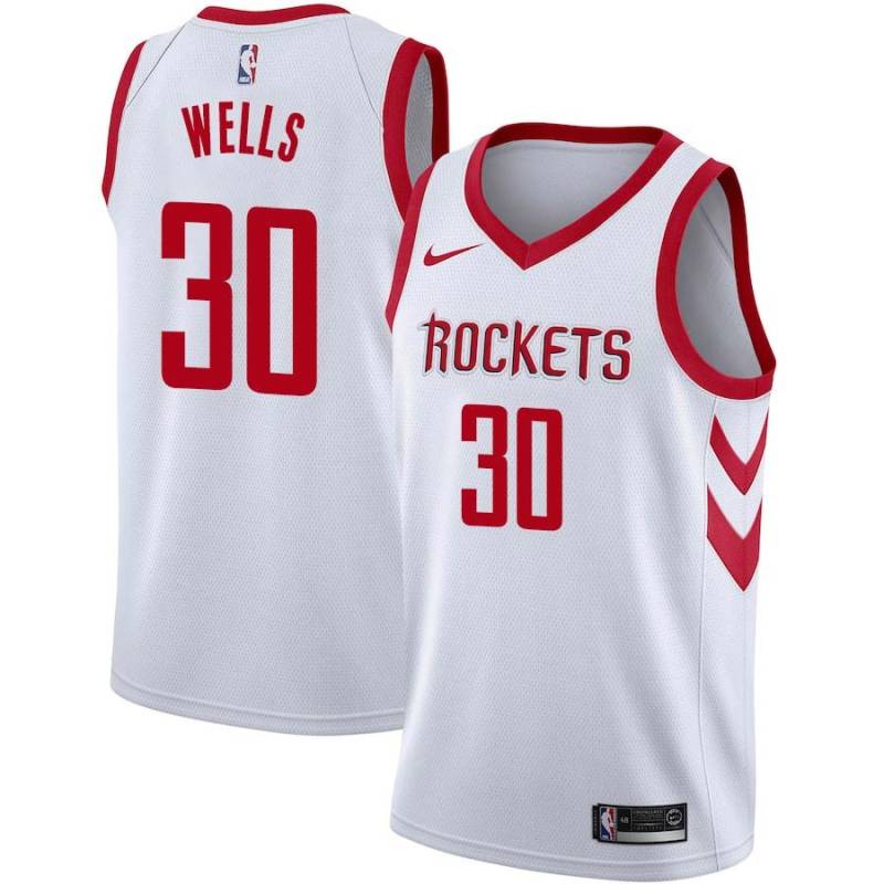 White Classic Owen Wells Twill Basketball Jersey -Rockets #30 Wells Twill Jerseys, FREE SHIPPING