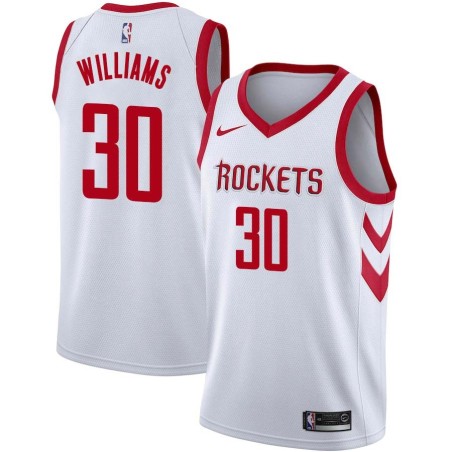 White Classic Justin Williams Twill Basketball Jersey -Rockets #30 Williams Twill Jerseys, FREE SHIPPING