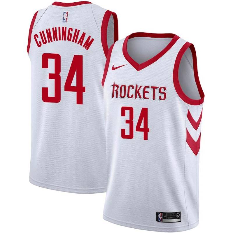 White Classic Dick Cunningham Twill Basketball Jersey -Rockets #34 Cunningham Twill Jerseys, FREE SHIPPING