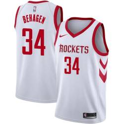 White Classic Ron Behagen Twill Basketball Jersey -Rockets #34 Behagen Twill Jerseys, FREE SHIPPING