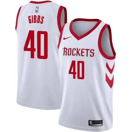 White Classic Dick Gibbs Twill Basketball Jersey -Rockets #40 Gibbs Twill Jerseys, FREE SHIPPING