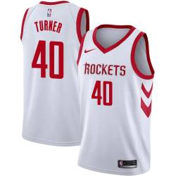 White Classic John Turner Twill Basketball Jersey -Rockets #40 Turner Twill Jerseys, FREE SHIPPING