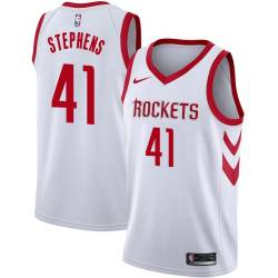 White Classic Joe Stephens Twill Basketball Jersey -Rockets #41 Stephens Twill Jerseys, FREE SHIPPING