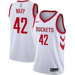 White Classic Pat Riley Twill Basketball Jersey -Rockets #42 Riley Twill Jerseys, FREE SHIPPING