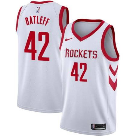 White Classic Ed Ratleff Twill Basketball Jersey -Rockets #42 Ratleff Twill Jerseys, FREE SHIPPING