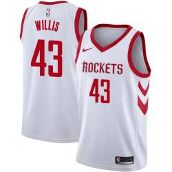 White Classic Kevin Willis Twill Basketball Jersey -Rockets #43 Willis Twill Jerseys, FREE SHIPPING