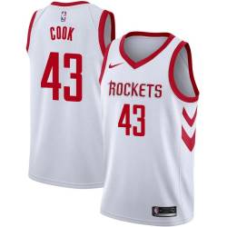 White Classic Brian Cook Twill Basketball Jersey -Rockets #43 Cook Twill Jerseys, FREE SHIPPING