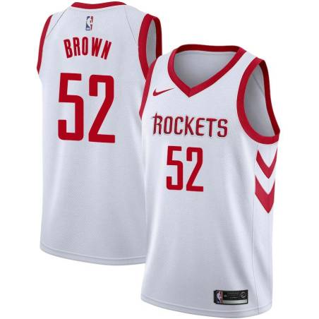 White Classic Chucky Brown Twill Basketball Jersey -Rockets #52 Brown Twill Jerseys, FREE SHIPPING