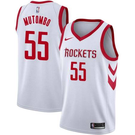 White Classic Dikembe Mutombo Twill Basketball Jersey -Rockets #55 Mutombo Twill Jerseys, FREE SHIPPING