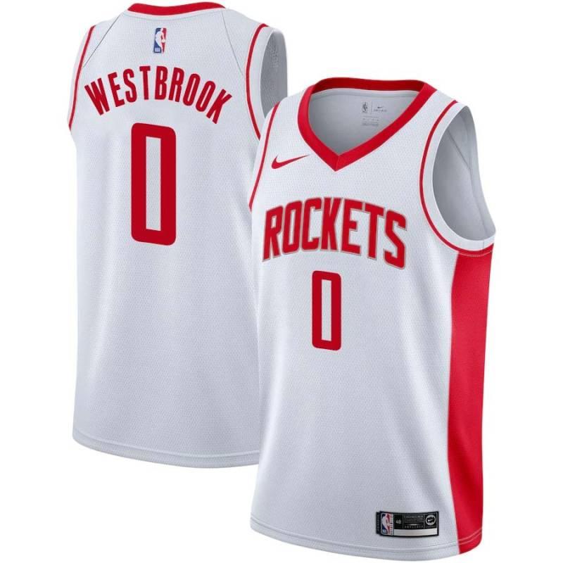 White Russell Westbrook Rockets #0 Twill Basketball Jersey FREE SHIPPING