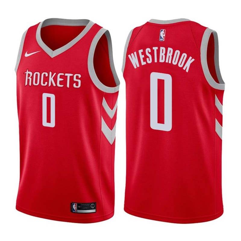 Red Classic Russell Westbrook Rockets #0 Twill Basketball Jersey FREE SHIPPING