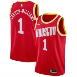 Red_Throwback Michael Carter-Williams Rockets #1 Twill Basketball Jersey FREE SHIPPING