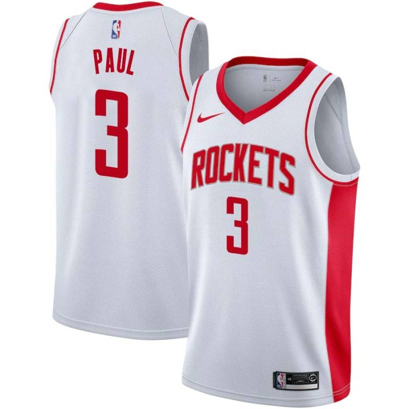 White Chris Paul Rockets #3 Twill Basketball Jersey FREE SHIPPING