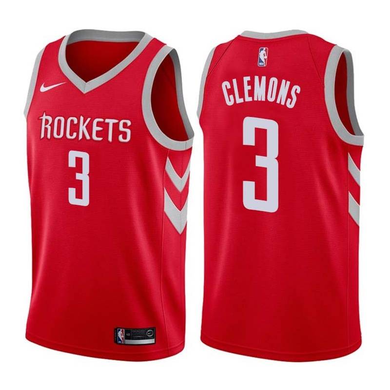 Red Classic Chris Clemons Rockets #3 Twill Basketball Jersey FREE SHIPPING